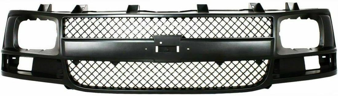 Front Bumper Primed + Upper Cover Textured + Grille Black Shell And Insert Direct Replacement Compatible With 2003-2014 Chevrolet Express/GMC Savana Van 1500/2003-2017 2500 3500