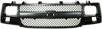 Front Bumper Primed + Upper Cover Textured + Grille Black Shell And Insert Direct Replacement Compatible With 2003-2014 Chevrolet Express/GMC Savana Van 1500/2003-2017 2500 3500