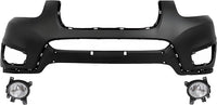 Front Bumper Cover Primed Plastic + Lower Valance + Grille + Fog Lights + Trim Left Driver & Right Passenger Side Direct Replacement Compatible With 2010-2012 Hyundai Santa Fe