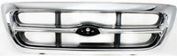 Front Grille Chrome Shell & Insert Direct Replacement Compatible With 1998-2000 Ford Ranger FO1200340 F87Z8200EAA