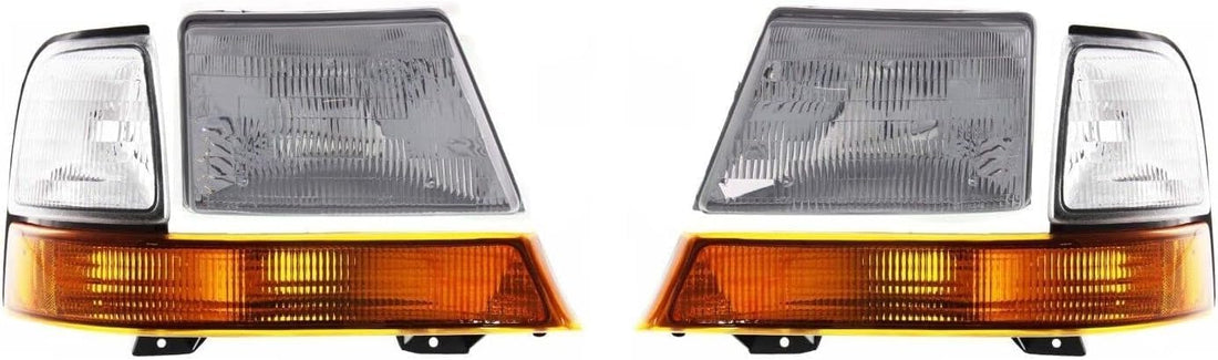 Front Head Light Assembly & Corner Lamp Left Driver & Right Passenger Side Direct Replacement Compatible With 1998-2000 Ford Ranger FO2502151 FO2503151 FO2521144 FO2520144