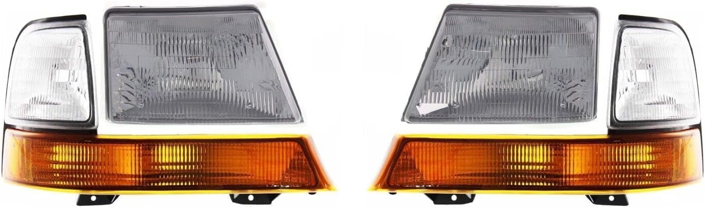 Front Head Light Assembly & Corner Lamp Left Driver & Right Passenger Side Direct Replacement Compatible With 1998-2000 Ford Ranger FO2502151 FO2503151 FO2521144 FO2520144