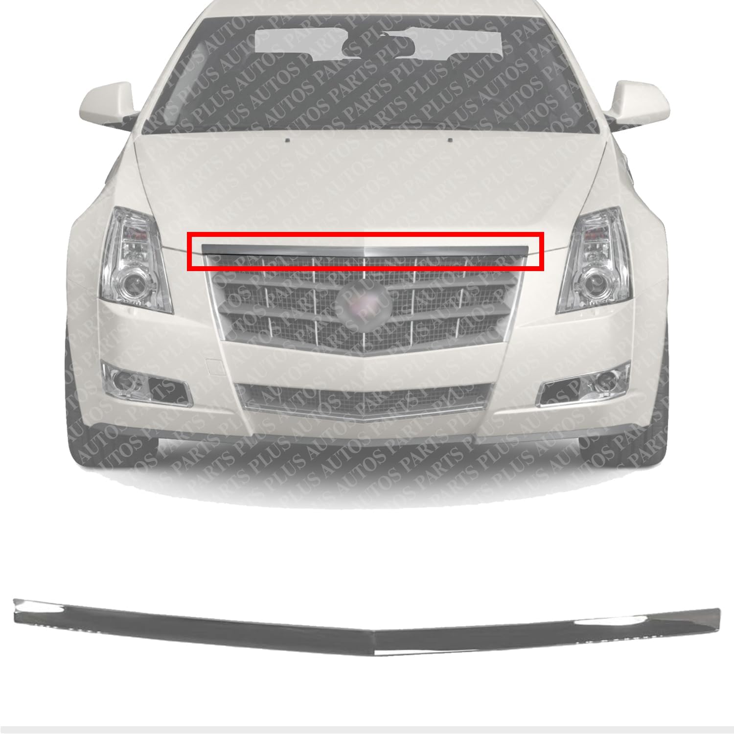 AUTOS PARTS PLUS Front Hood Molding Chrome Direct Replacement Compatible with 2008-2015 Cadillac CTS GM1235117 25887545