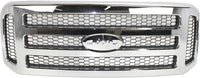 AUTOS PARTS PLUS Front Bumper + Grille Chrome + Upper Cover + Lower Valance Textured + Mounting Brackets Right & Left Side Direct Replacement for 2005-2007 Ford F-250 F-350 F-450 F-550 Super Duty