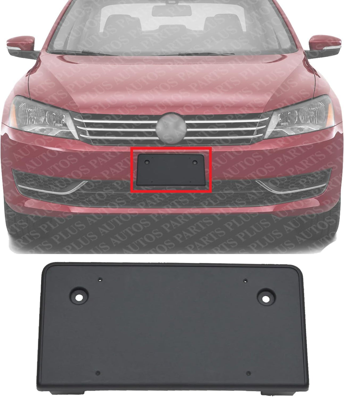 Front License Plate Bracket Plastic Direct Replacement Compatible with 2012-2015 Volkswagen Passat VW1068105 5618072879B9