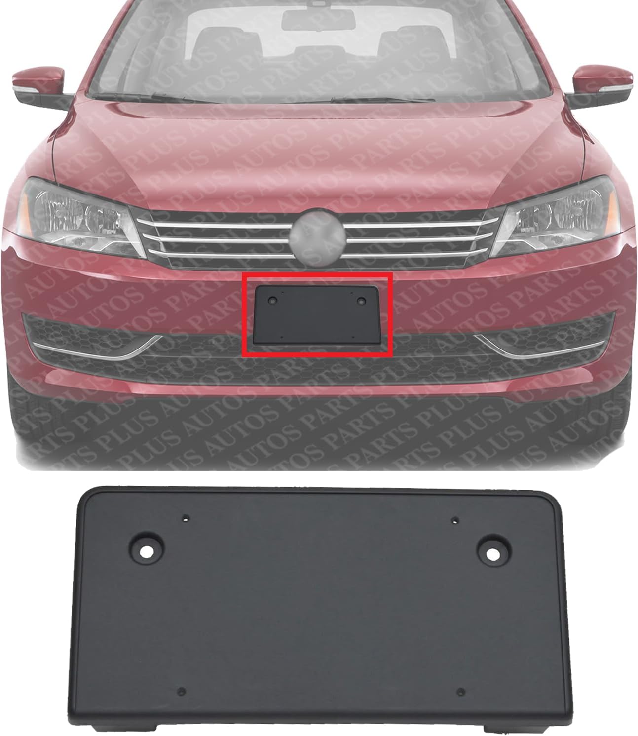 Front License Plate Bracket Plastic Direct Replacement Compatible with 2012-2015 Volkswagen Passat VW1068105 5618072879B9