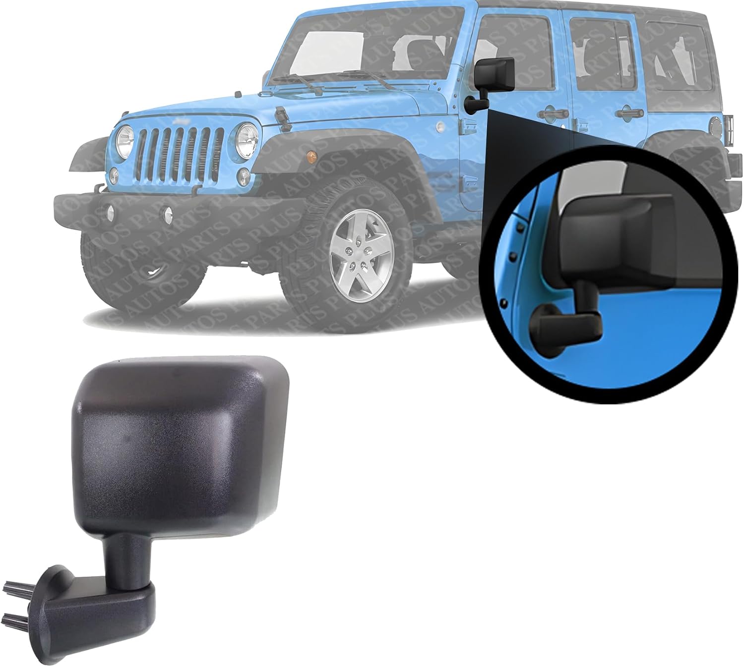 Front Power Mirror Manual Folding Heated Textured Plastic Left Driver Side Direct Replacement Compatible With 2015-2018 Jeep Wrangler CH1320390 68249847AD 68249847AC