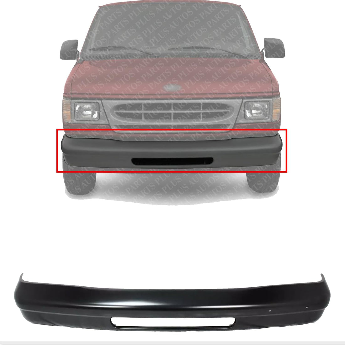 Front Bumper Face Bar Primed Steel With Valance Hole & Without Molding And Pad Holes Direct Replacement Compatible With 1992-2007 Ford E-Series FO1002341 4C2Z17757AAA