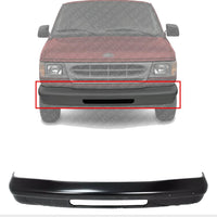 Front Bumper Face Bar Primed Steel With Valance Hole & Without Molding And Pad Holes Direct Replacement Compatible With 1992-2007 Ford E-Series FO1002341 4C2Z17757AAA