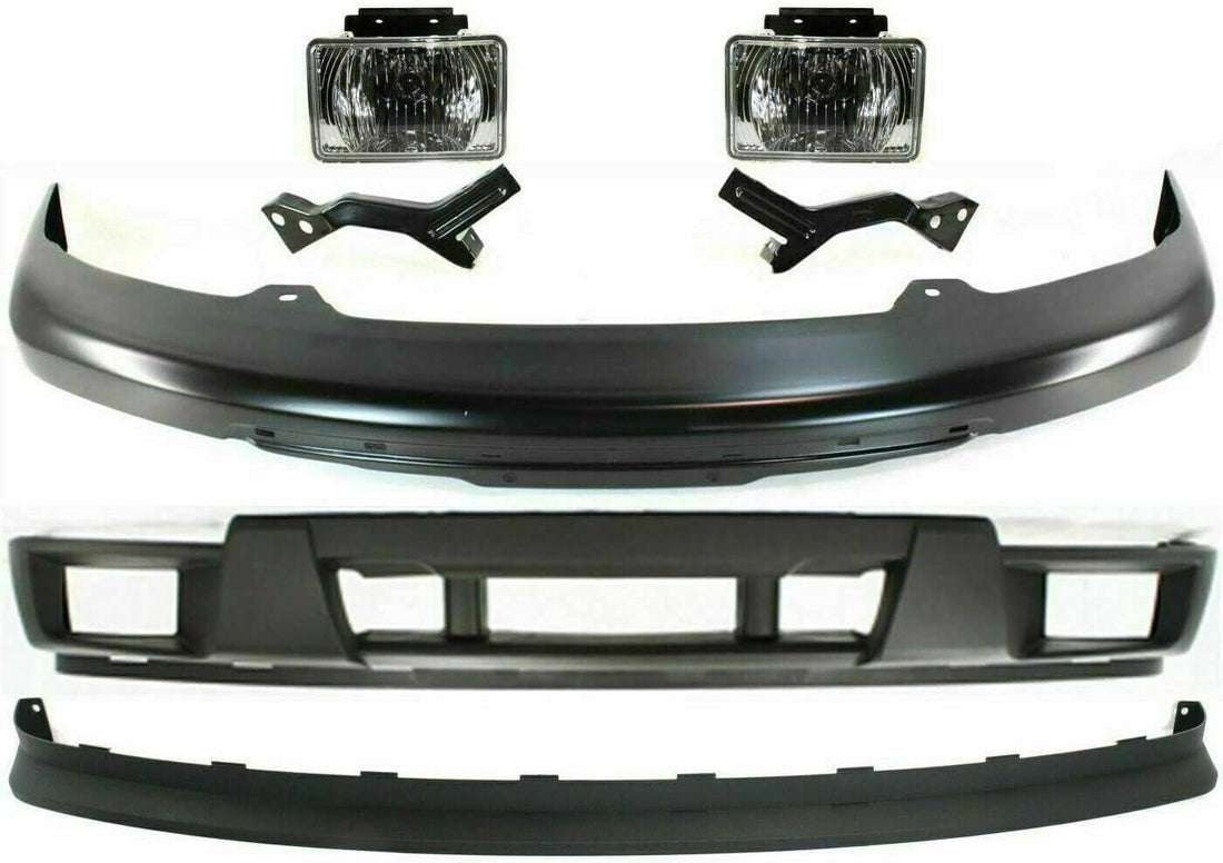 AUTOS PARTS PLUS Front Bumper Steel With Brackets + Lower Valance + Extension Textured + Fog Light Right Passenger & Left Driver Side Direct Replacement Compatible With 2004-2012 Chevrolet Colorado