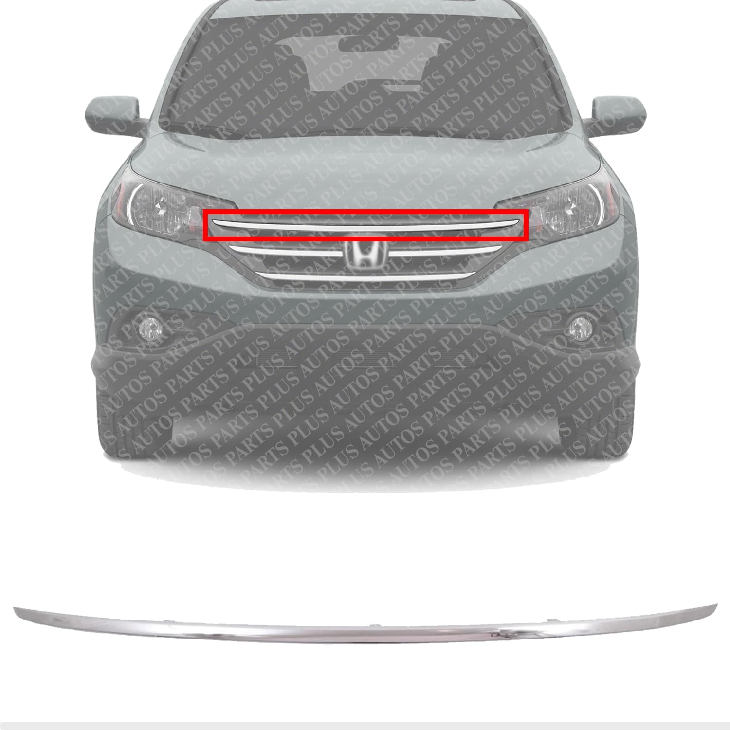 Front Upper Grille Molding Chrome Steel Direct Replacement Compatible With 2012-2014 Honda CR-V HO1217107 71122T0GA01