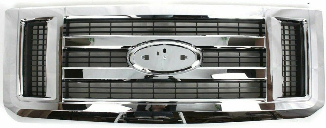 Front Grille Chrome Shell & Insert Direct Replacement Compatible With 2008-2021 Ford E-Series FO1200507 9C2Z8200AA