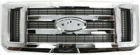 Front Grille Chrome Shell & Insert Direct Replacement Compatible With 2008-2021 Ford E-Series FO1200507 9C2Z8200AA