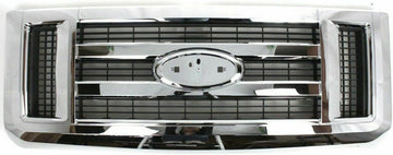 Front Grille Chrome Shell & Insert Direct Replacement Compatible With 2008-2021 Ford E-Series FO1200507 9C2Z8200AA