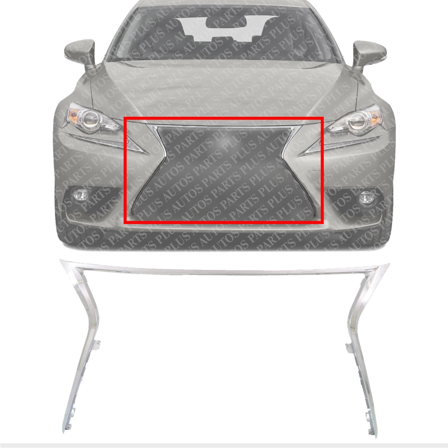 Front Grille Molding Chrome Direct Replacement Compatible With 2014-2016 Lexus IS200T / IS250 / IS300 / IS350 LX1202105 5271153061