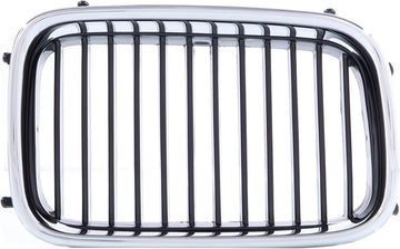 Front Grille Chrome Shell With Black Insert Right Passenger Side Direct Replacement Compatible With 1992-1996 BMW 3-Series BM1200114 51138122238