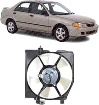 AUTOS PARTS PLUS Front AC Condenser Cooling Fan Right Passenger Side Direct Replacement Compatible With 1999-2000 Mazda Protege MA3113106 B59515035C