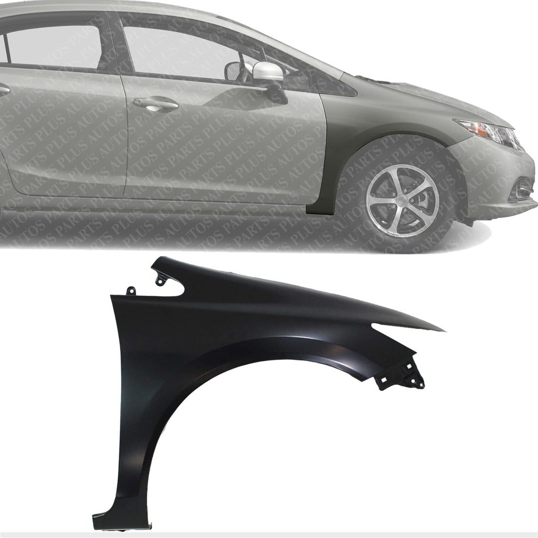 Front Fender Steel Primed Right Passenger Side Direct Replacement Compatible With 2012-2015 Honda Civic Sedan / 2012-2013 Coupe HO1241181 60211TR6305ZZ