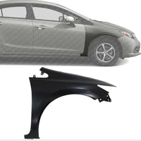 Front Fender Steel Primed Right Passenger Side Direct Replacement Compatible With 2012-2015 Honda Civic Sedan / 2012-2013 Coupe HO1241181 60211TR6305ZZ