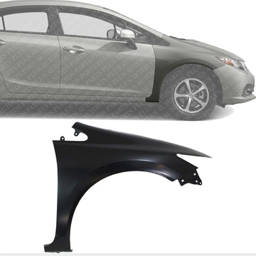 Front Fender Steel Primed Right Passenger Side Direct Replacement Compatible With 2012-2015 Honda Civic Sedan / 2012-2013 Coupe HO1241181 60211TR6305ZZ