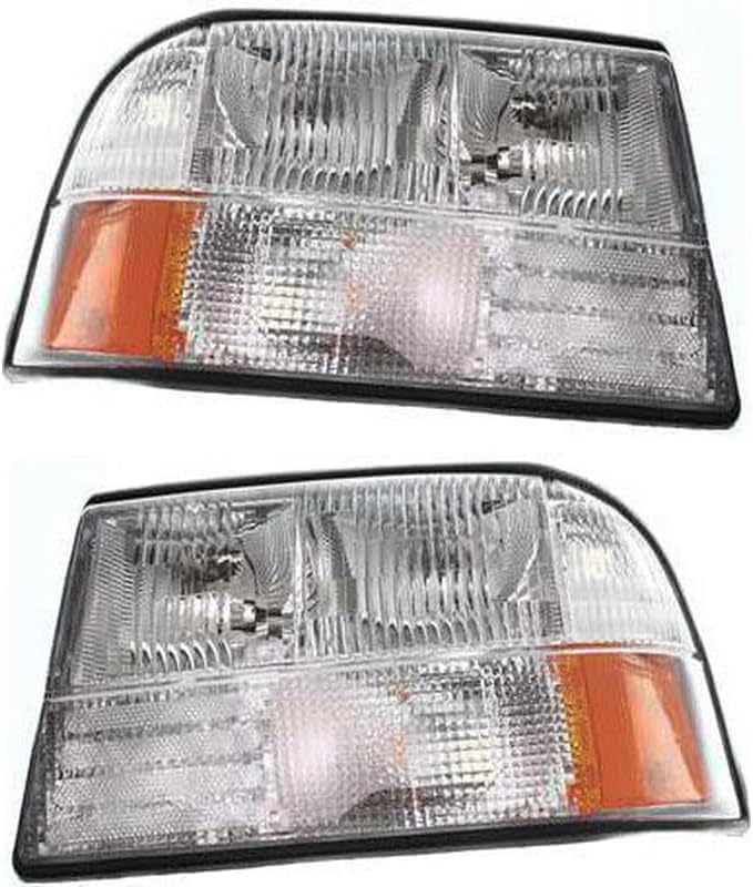 Set Of 2 Front Headlight Without Fog Lights Right & Left Side Direct Replacement Compatible With 1998-2001 Oldsmobile Bravada / 1998-2004 GMC Sonoma / 1998-2005 Jimmy GM2502174
