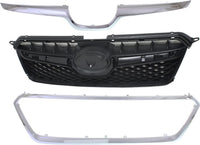 Front Grille Black Shell and Insert + Moldings Center & Surround Chrome Plastic Direct Replacement Compatible With Subaru XV Crosstrek 2013-2015 SU1200151 SU1210100 SU1202100