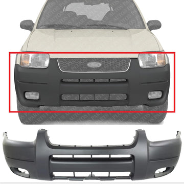 AUTOS PARTS PLUS Front Bumper Cover Primed With Fog Light Holes Direct Replacement Compatible With 2002-2004 Ford Escape FO1000545 2L8Z17D957AAPTM