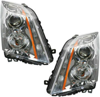 Set Of 2 Front Head Light Assembly Halogen Left Driver & Right Passenger Side Direct Replacement Compatible With 2008-2015 Cadillac CTS GM2502309 GM2503309 22783445 22783446