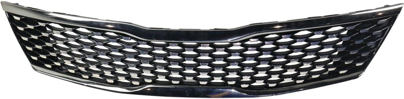 Front Grille Primed Shall And Insert With Smoked Black Molding Direct Replacement Compatible With 2016-2018 Kia Optima KI1200188 86350D5010