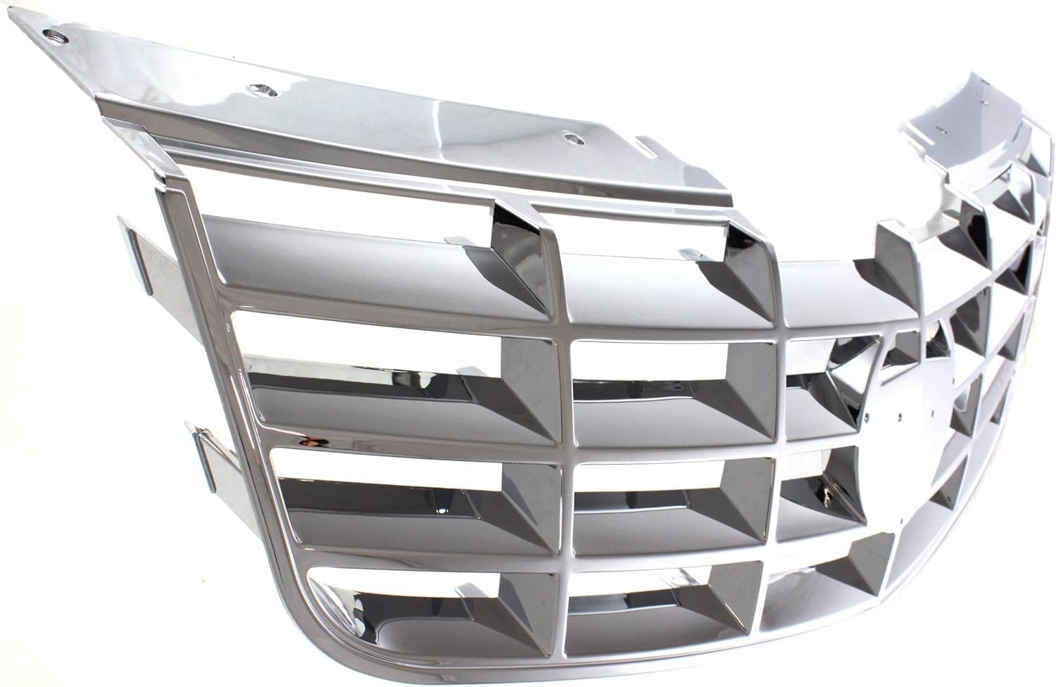 Front Bumper Cover Primed Plastic + Grille Chrome Shell and Insert Direct Replacement Compatible With 2006-2011 Cadillac DTS