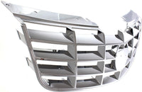 Front Bumper Cover Primed Plastic + Grille Chrome Shell and Insert Direct Replacement Compatible With 2006-2011 Cadillac DTS