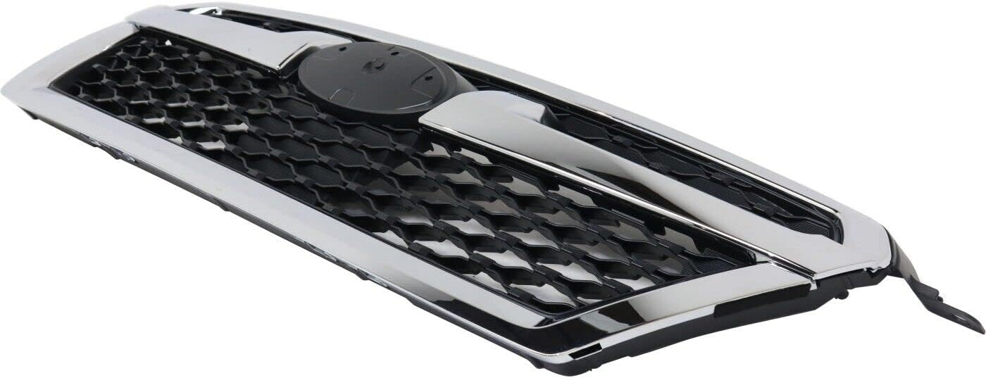 Front Grille Assembly Textured Shell And Insert With Chrome Molding Direct Replacement Compatible With 2013-2014 Subaru Legacy SU1200157 91121AJ13A