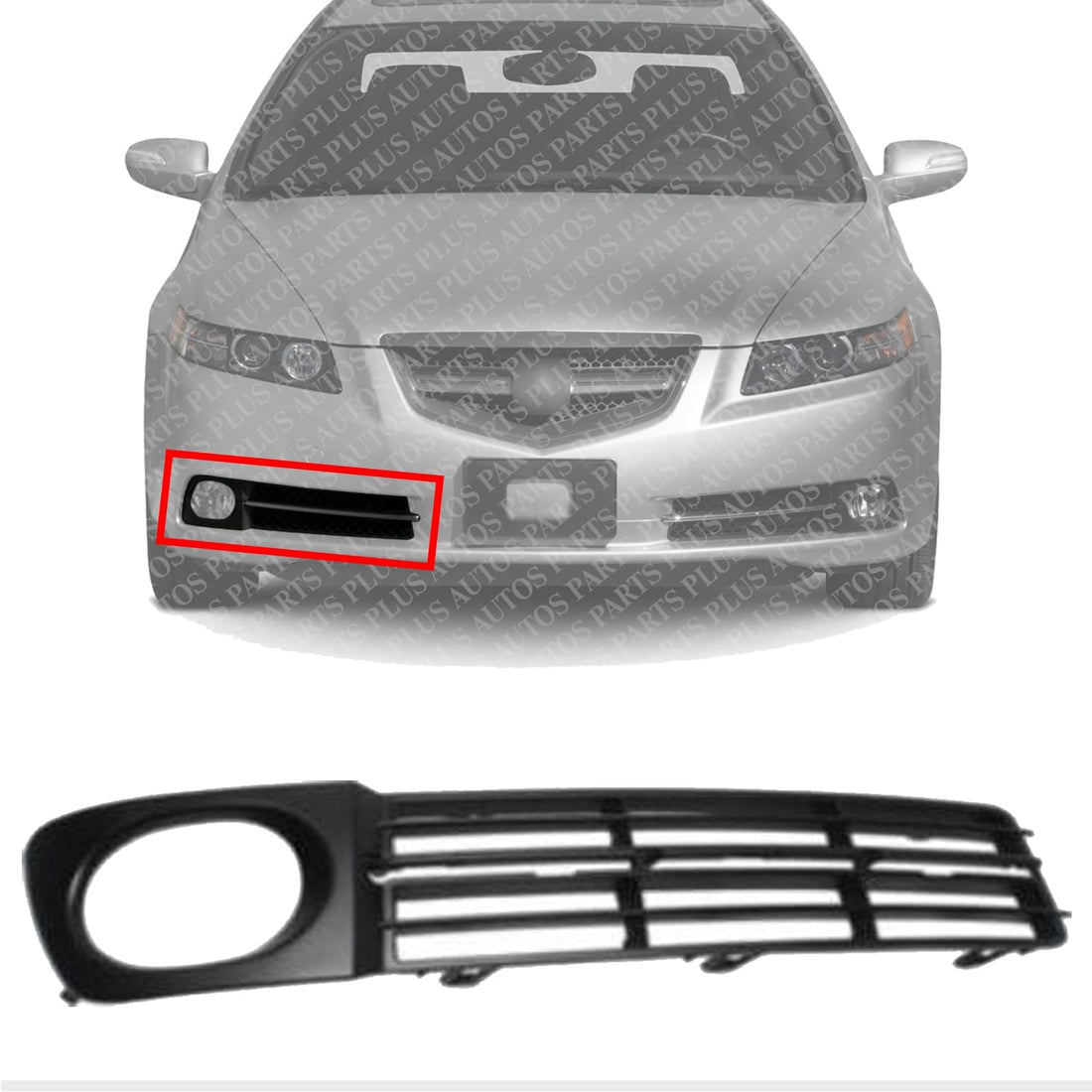 Front Fog Light Molding Primed Right Passenger Side Direct Replacement Compatible With 2007-2008 Acura TL AC1039104 71102SEPA10ZA