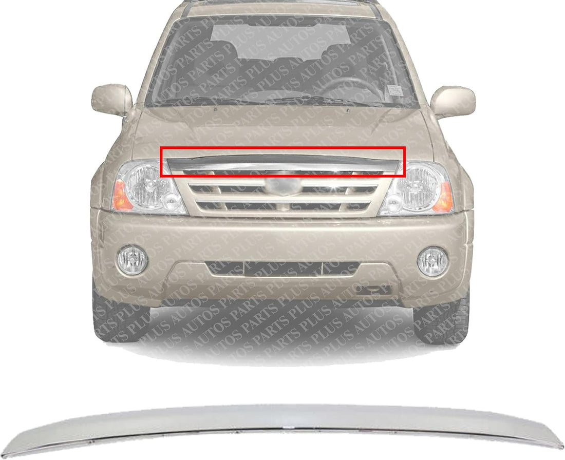 Front Grille Upper Molding Chrome Direct Replacement Compatible With 2001-2005 Suzuki Grand Vitara SZ1217103 7211265D100PG