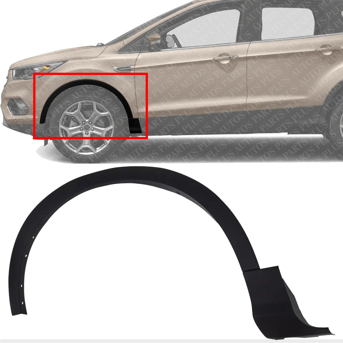 AUTOS PARTS PLUS Front Wheel Opening Molding Textured Left Driver Side Direct Replacement Compatible With 2017-2019 Ford Escape FO1290141 CJ5Z16268AD