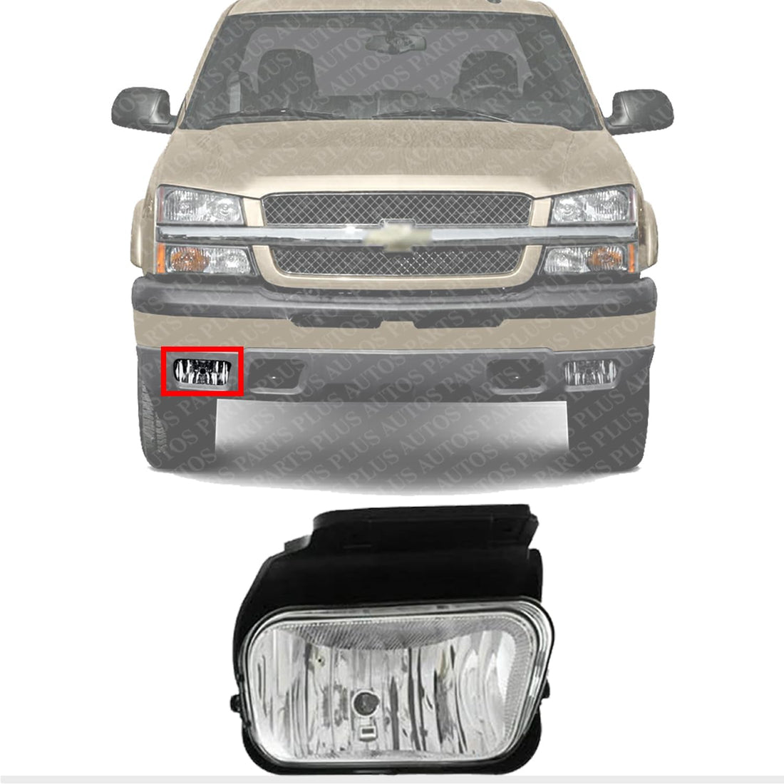 Front Fog Lights Assembly Right Passenger Side Direct Replacement Compatible With 2004-2006 Chevrolet Silverado 1500 2500HD 3500 GM2593150 15791434