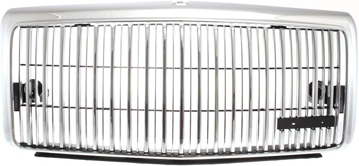 Front Grille Assembly Chrome Shell And Insert Plastic With Emblem Provision Direct Replacement Compatible With 1995-1997 Lincoln Town Car FO1200333 F5VY8200A