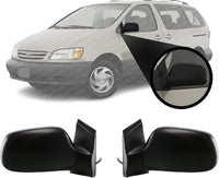 Set Of 2 Front Power Mirror Manual Fold Non-Heated Primed Right Passenger & Left Driver Side Direct Replacement Compatible With 1998-2003 Toyota Sienna TO1320128 TO1321128 8794008040