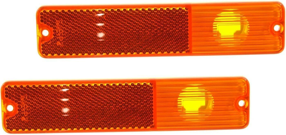 Front Set Of 2 Side Marker Lens Corner Light Left Driver & Right Passenger Side Direct Replacement Compatible With 1968-1986 Jeep CJ Series CH2550107 J0994020
