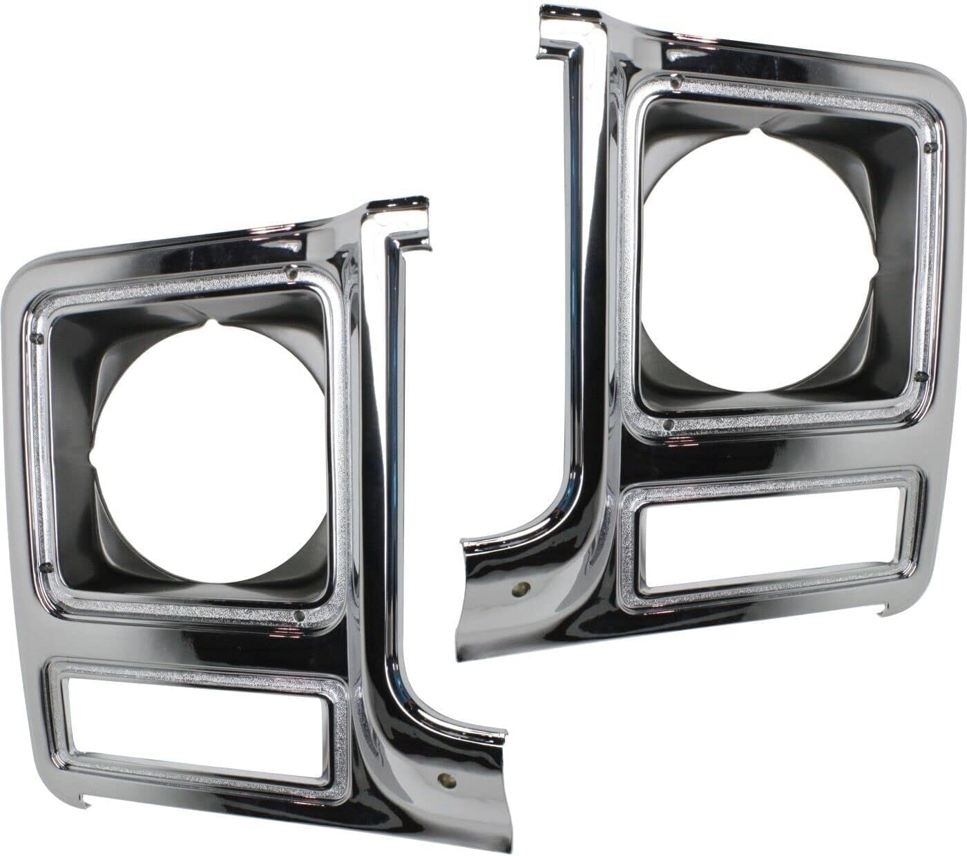Front Grille Argent Shell And Insert + Head Lights Door Bezel Chrome Left & Right Side Direct Replacement Compatible With 1979-1980 Chevrolet/GMC C/K Series/Suburban