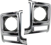 Front Grille Argent Shell And Insert + Head Lights Door Bezel Chrome Left & Right Side Direct Replacement Compatible With 1979-1980 Chevrolet/GMC C/K Series/Suburban