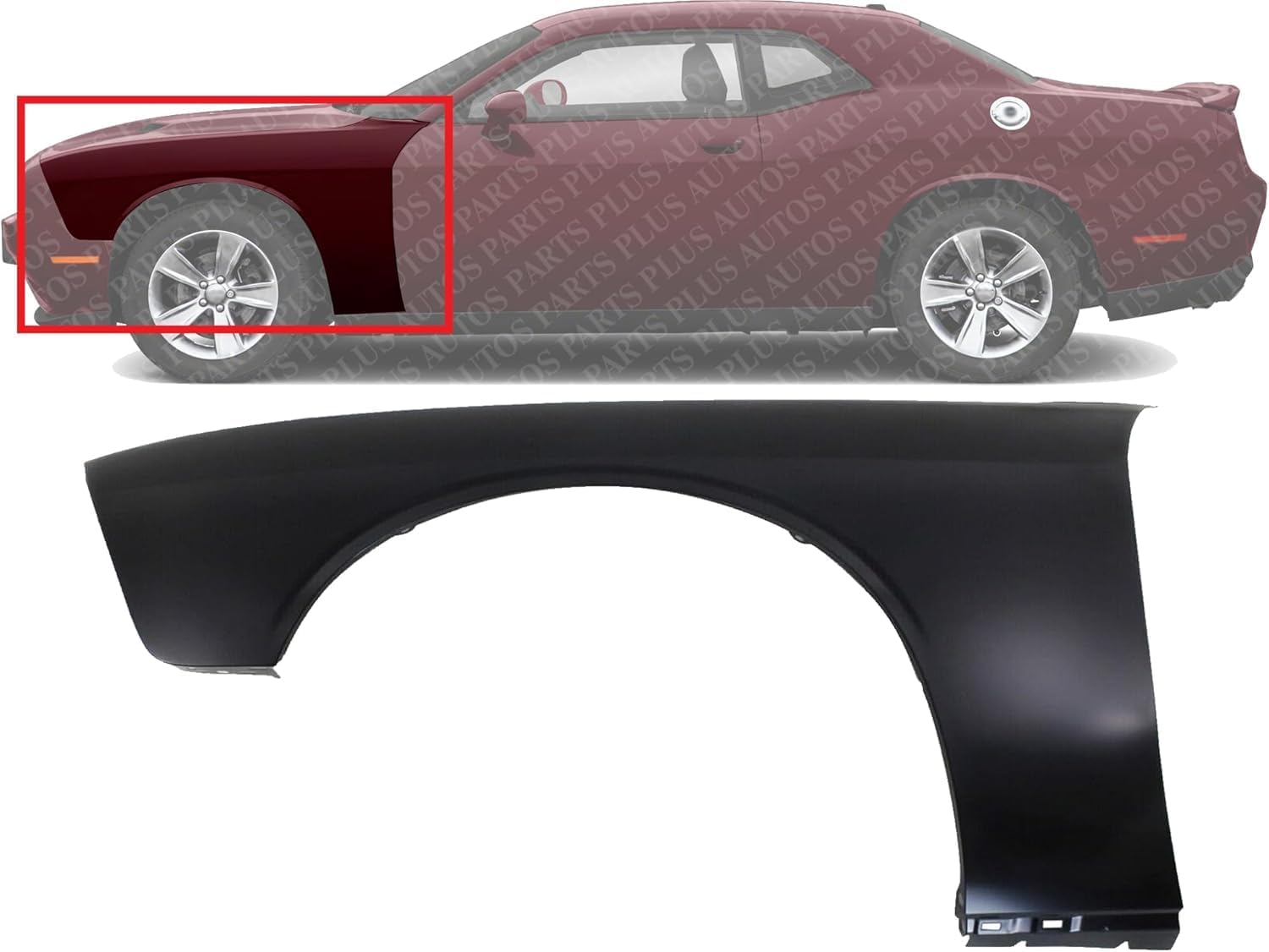 Front Fender Primed Steel Left Driver Side Direct Replacement Compatible With 2008-2022 Dodge Challenger CH1240285 68275471AA