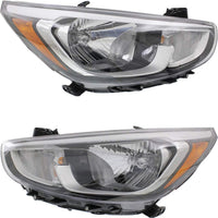 Set Of 2 Front Head Light Assembly Left Driver & Right Passenger Side Direct Replacement Compatible With 2015-2017 Hyundai Accent HY2503192 HY2502192 921021R710 921011R710