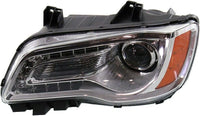 Front Headlight Assembly With Chrome Interior Left Driver Side Direct Replacement Compatible With 2011-2014 Chrysler 300 68143003AC-PFM