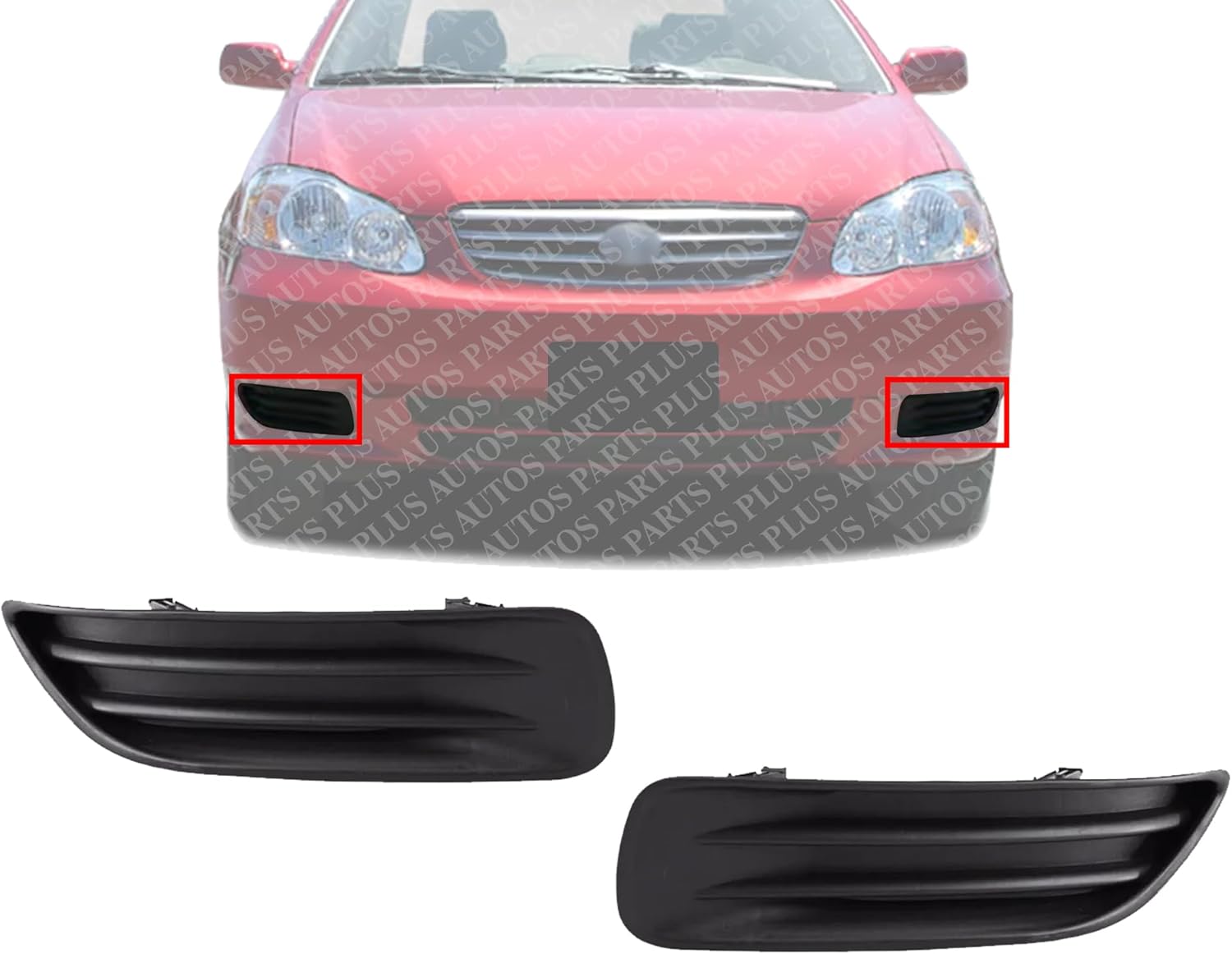 Set Of 2 Front Fog Light Cover Primed Left Driver & Right Passenger Side Direct Replacement Compatible With 2003-2004 Toyota Corolla TO1039103 TO1038103 5212802060 5212702070