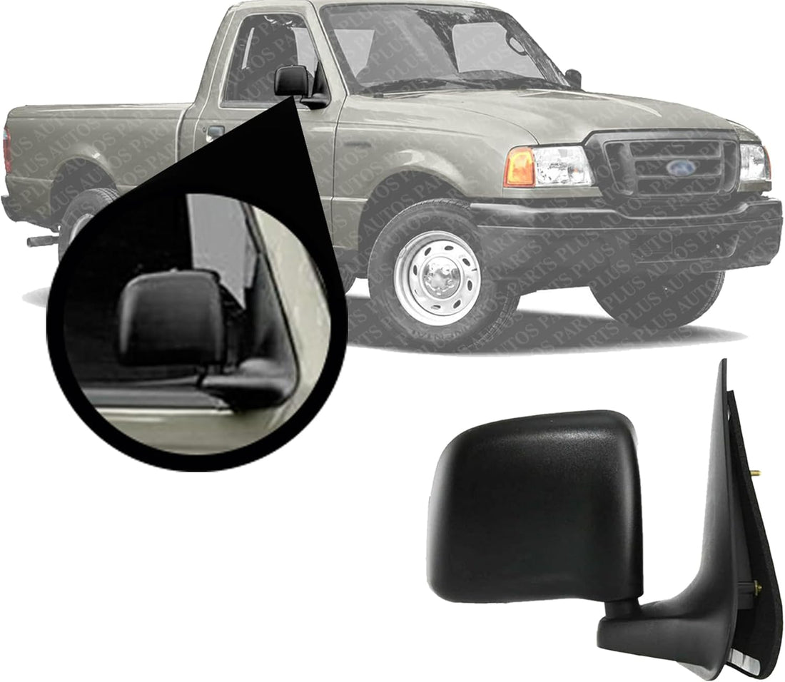 Front Mirror Manual Folding Non-Heated Textured Right Passenger Side Direct Replacement Compatible With 1993-2005 Ford Ranger / 1994-2002 Mazda FO1321156 F87Z17682SAA