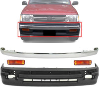 Front Bumper Chrome + Lower Valance Textured + Signal Light Left Driver & Right Passenger Side Direct Replacement Compatible With 1998-2000 Toyota Tacoma TO1095171 TO2530122 TO2531122