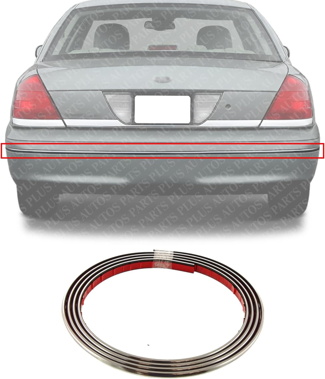 Rear Bumper Face Bar Trim Chrome Direct Replacement Compatible With 1998-1999 Ford Crown Victoria FO1157240 F8AZ17C830AA