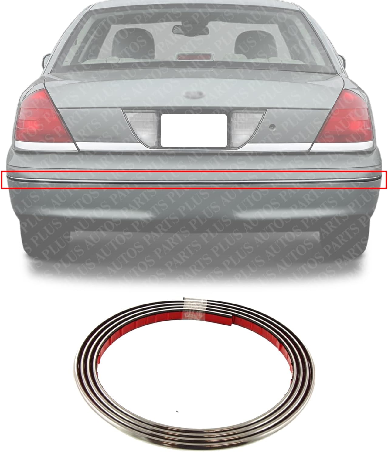 Rear Bumper Face Bar Trim Chrome Direct Replacement Compatible With 1998-1999 Ford Crown Victoria FO1157240 F8AZ17C830AA