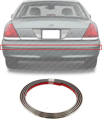 Rear Bumper Face Bar Trim Chrome Direct Replacement Compatible With 1998-1999 Ford Crown Victoria FO1157240 F8AZ17C830AA